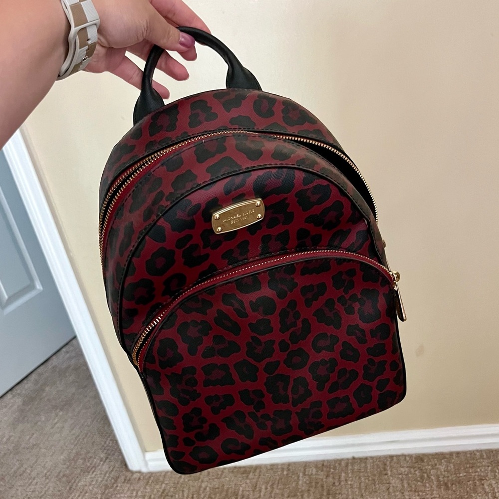 Michael Kors Red Leopard Mini Backpack